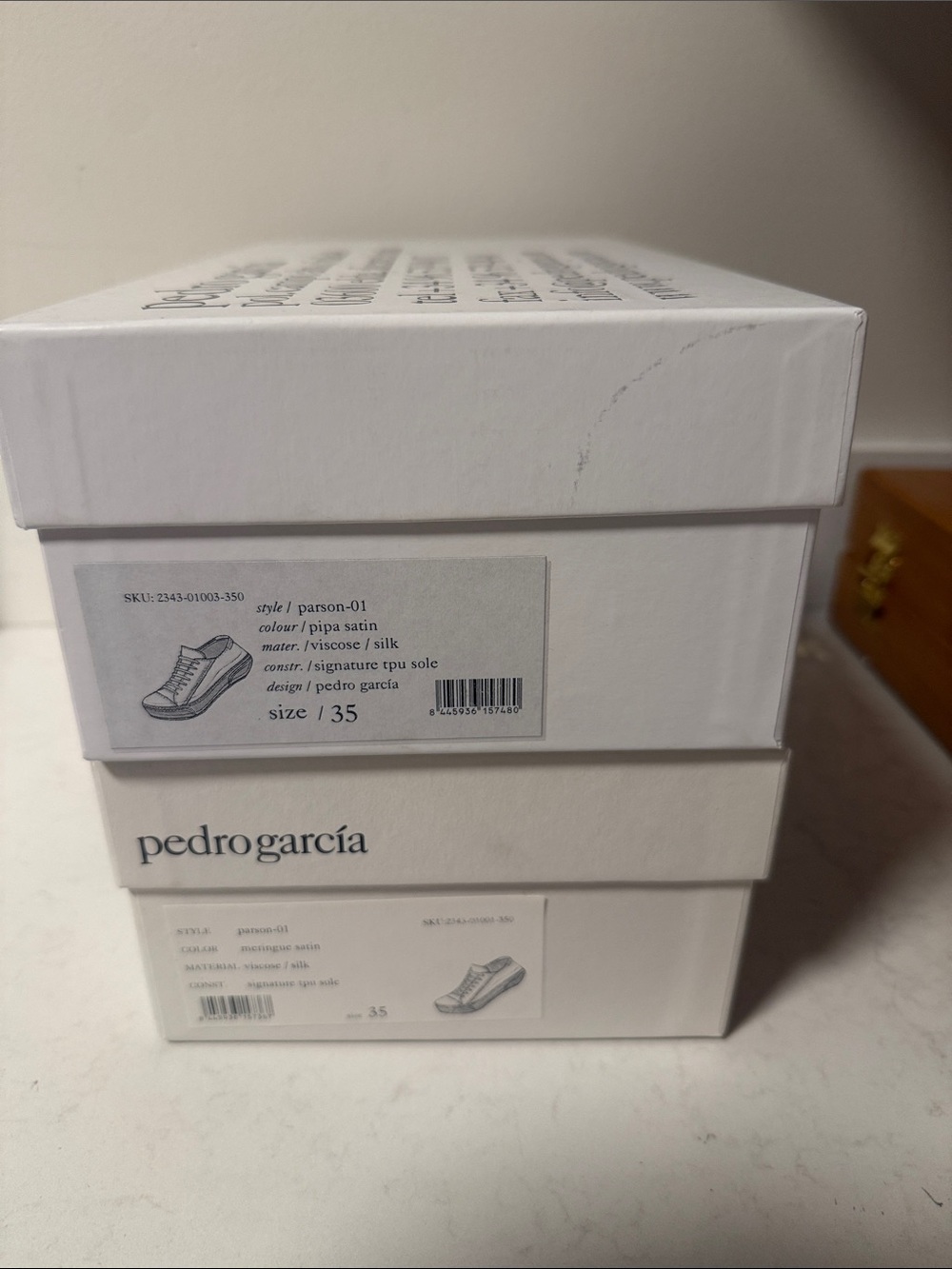 Pedro García Cream and White Shoe Box Set with Dust Bags - Picture 3 of 3